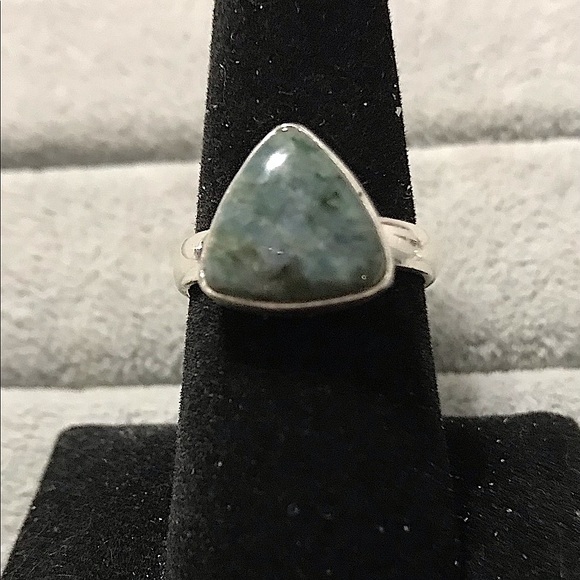 New Sterling Silver Triangle Blue Green Mermaid Kyanite Ring Size 8-8.25 Crystal - Picture 14 of 16